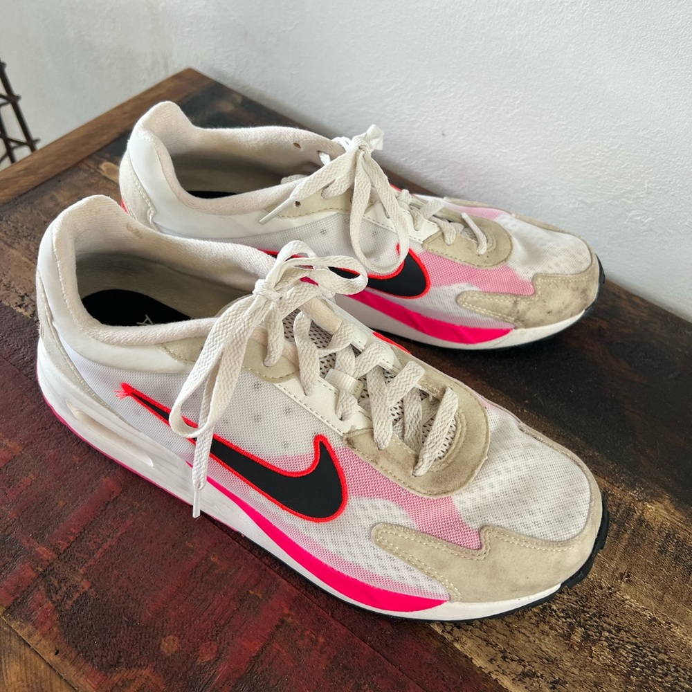 Nike Women's Air Max White and Pink Sneakers with Black Accents
